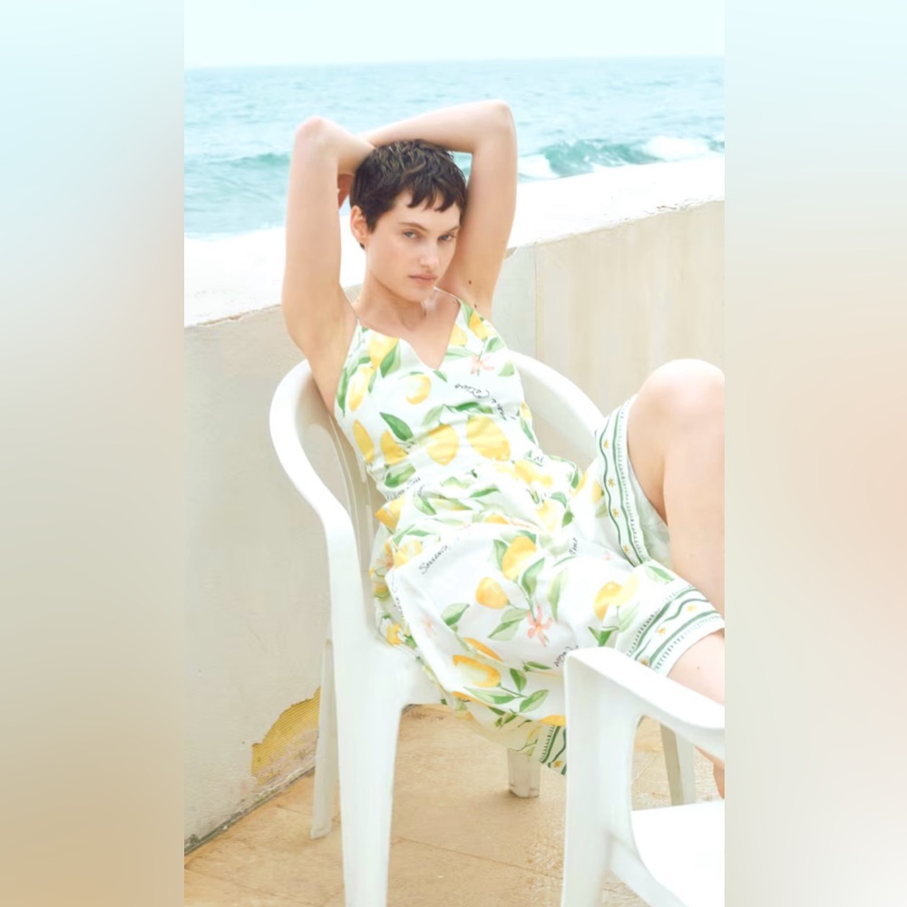 H&M Slip Dress Lemon Print Summer 2025 Collection Size XS Extra Small - Picture 4 of 10